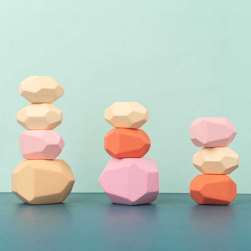 Wooden Colored Stones Jenga Children's Educational Toys Ornaments