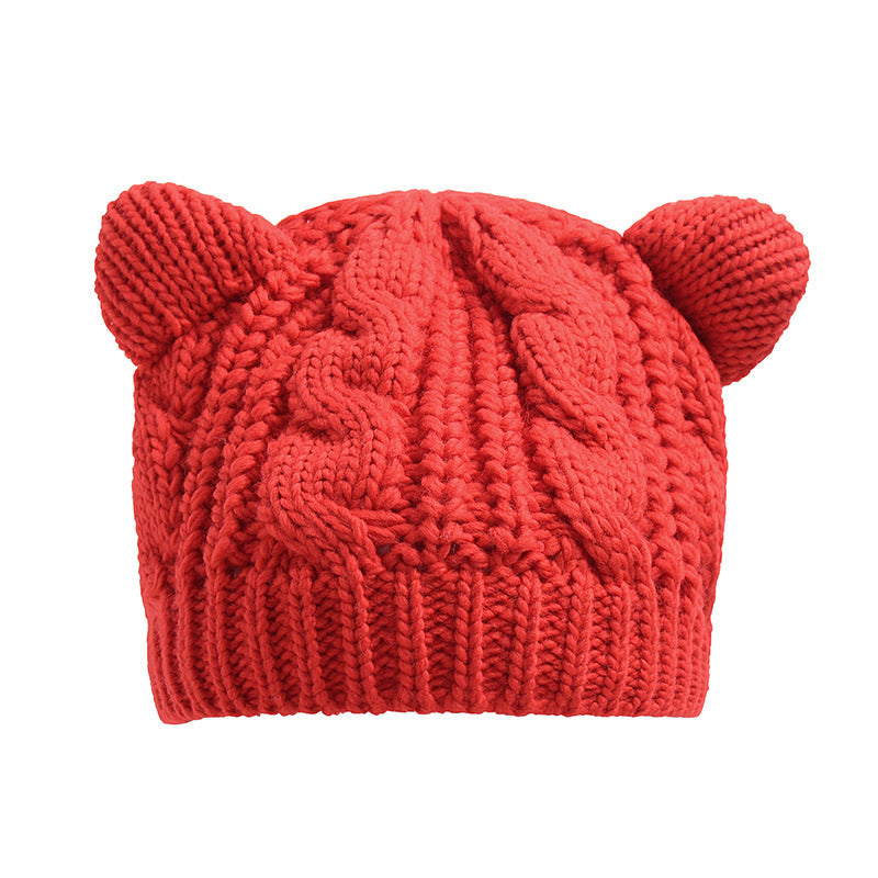 Hand Made Cute Knitted Cat Ear Beanie