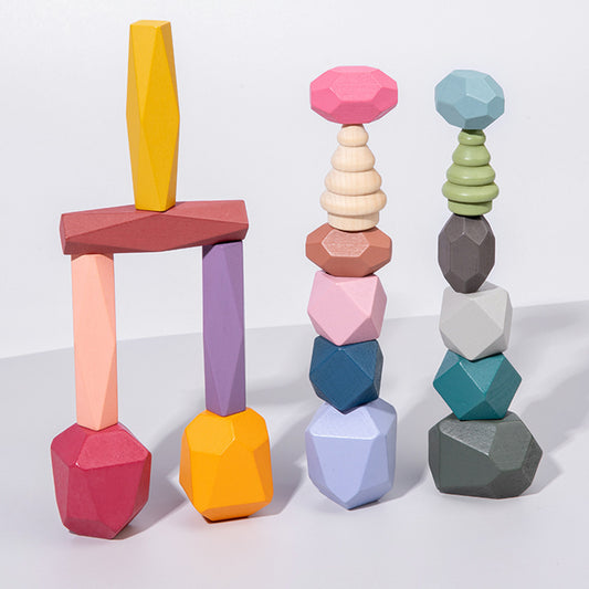 Wooden Colored Stones Jenga Children's Educational Toys Ornaments
