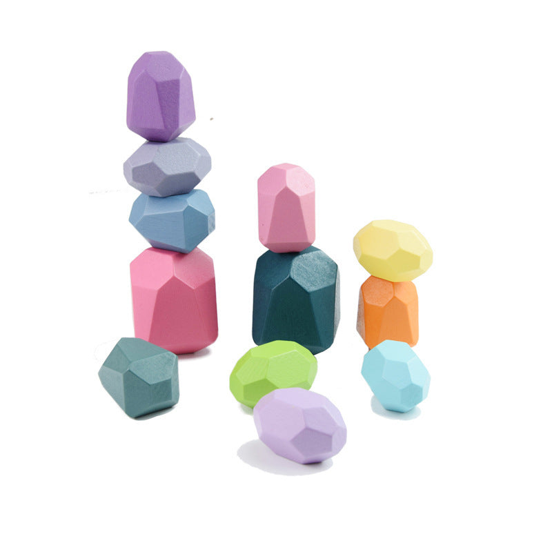 Wooden Colored Stones Jenga Children's Educational Toys Ornaments