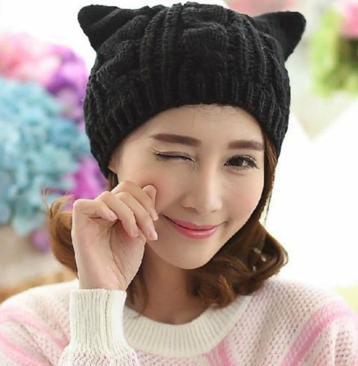 Hand Made Cute Knitted Cat Ear Beanie