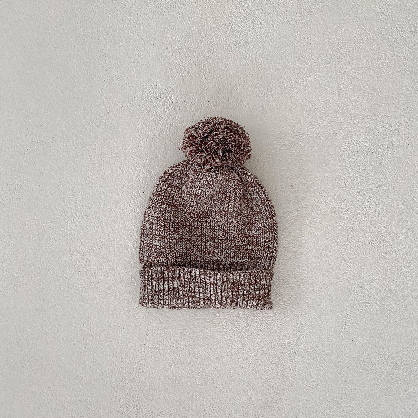 Mixed Color Thick Needle Pullover Pants with Fur Ball Knitted Hat 3-piece Set