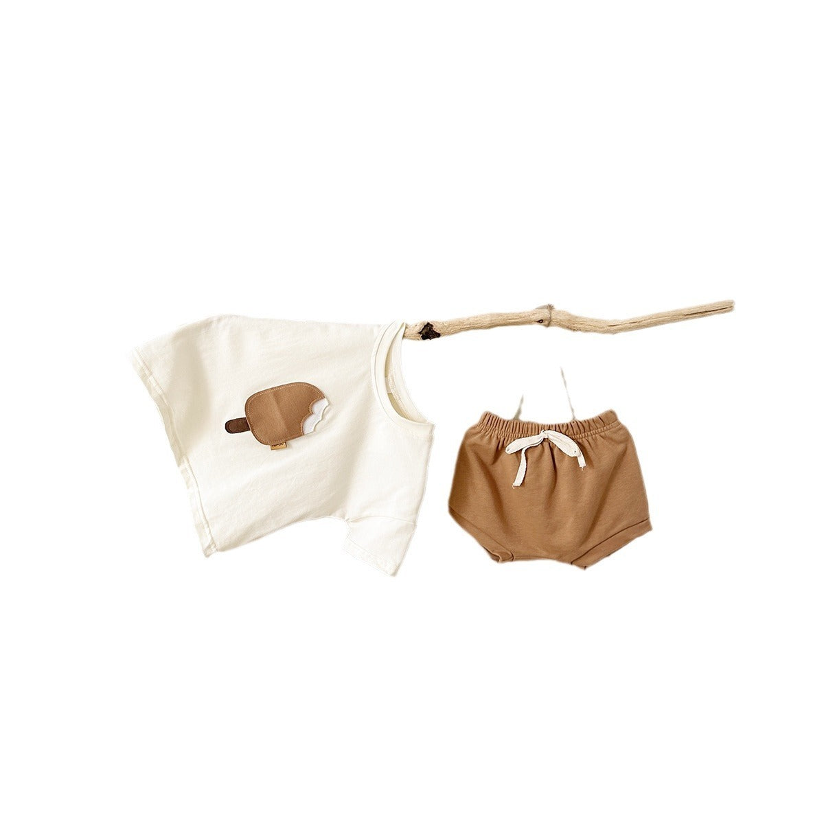 Casual Round Neck Cotton Short Sleeve Shorts Suit
