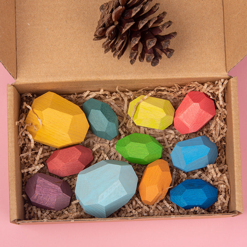 Wooden Colored Stones Jenga Children's Educational Toys Ornaments