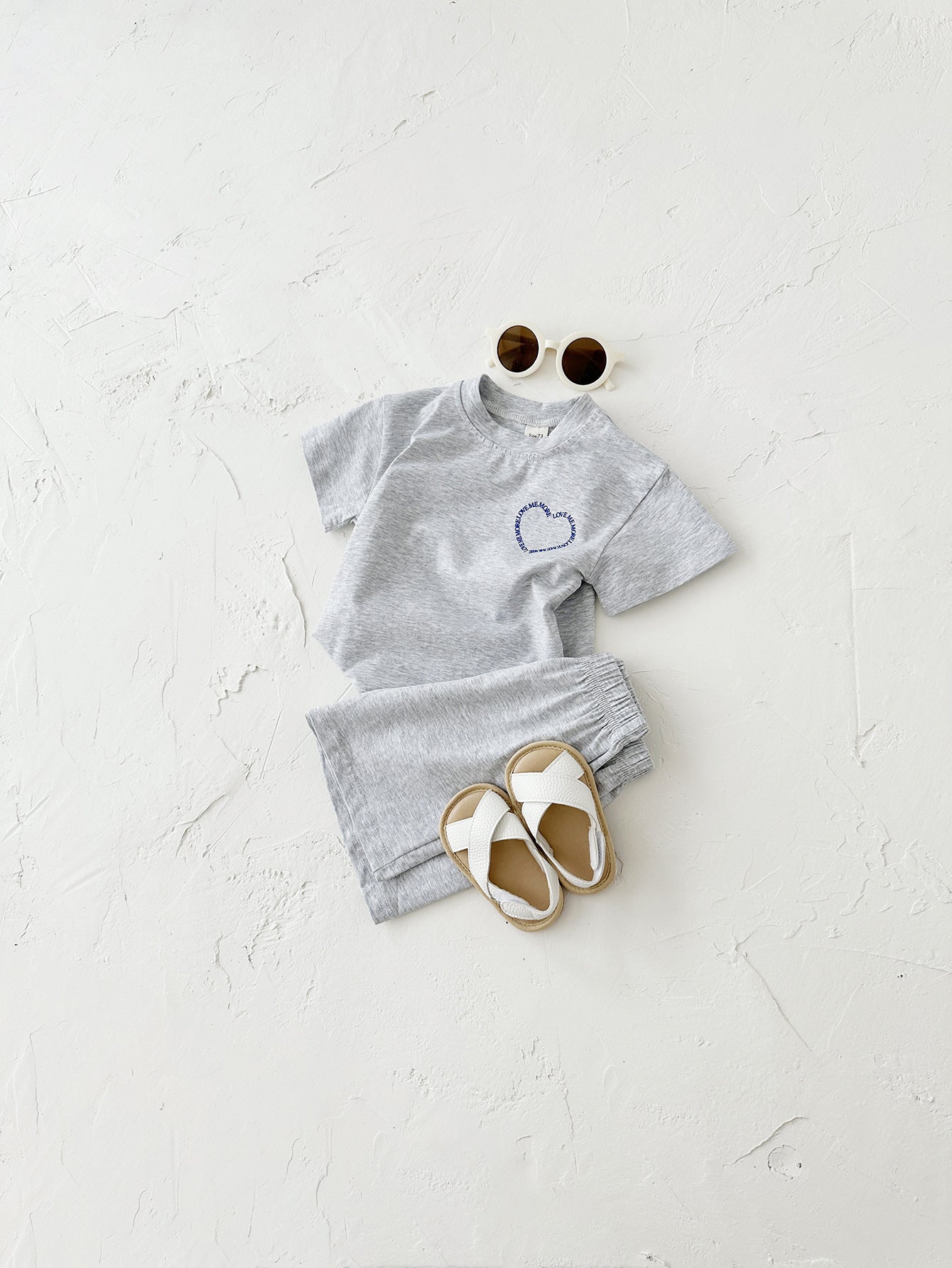 Baby & Toddler Heart Print Short Sleeve Two-piece Set
