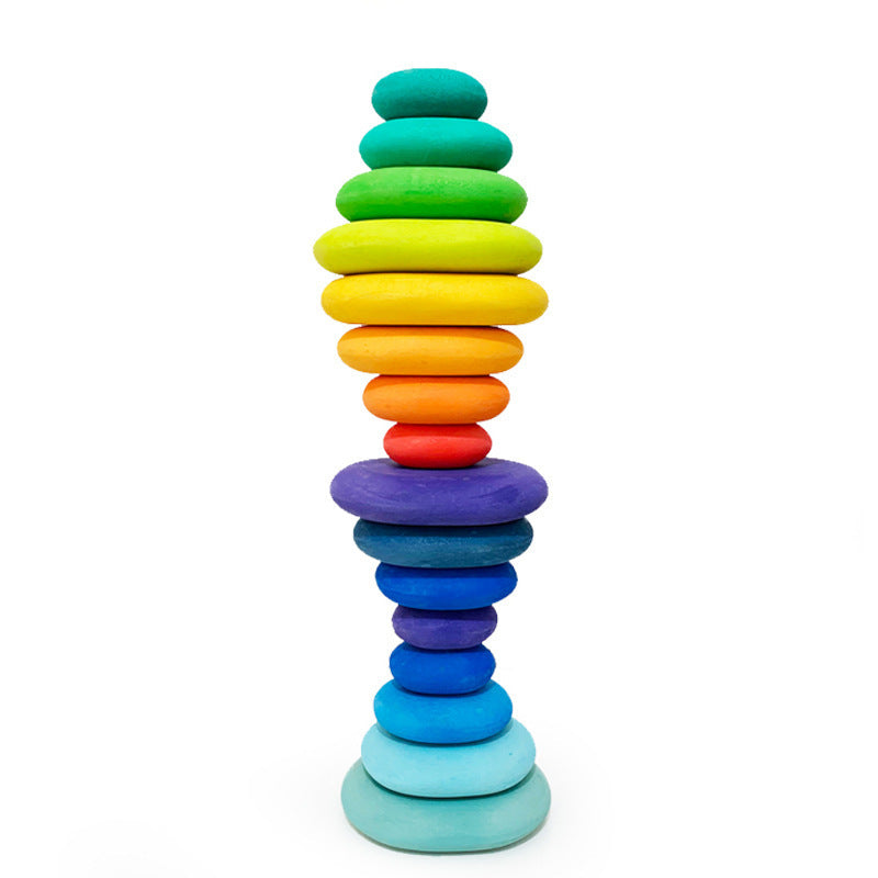 Wooden Colored Stones Jenga Children's Educational Toys Ornaments