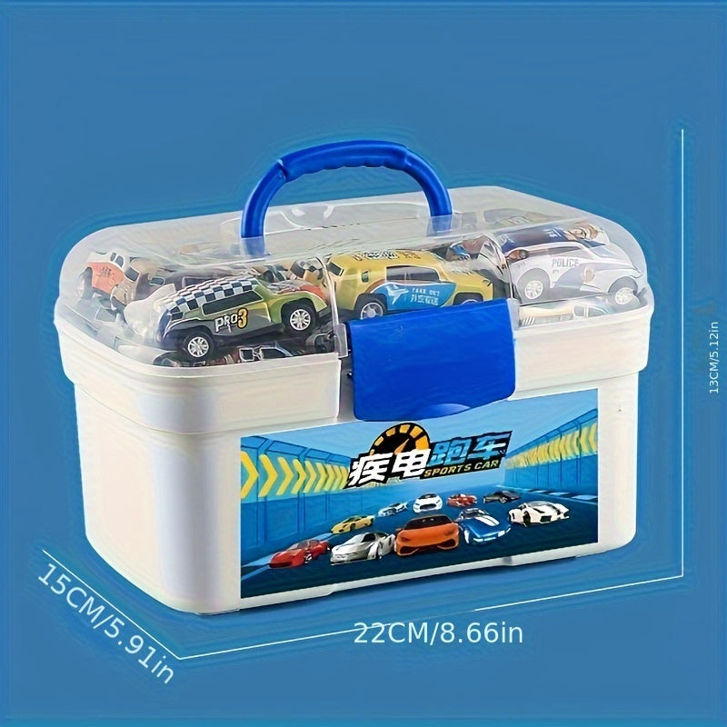 50-piece Metal Toy Car Set With Storage Box And Foldable Play Mat