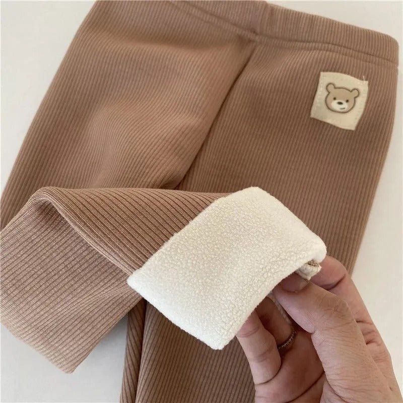 Girls' Single-layer Fleece-lined Leggings
