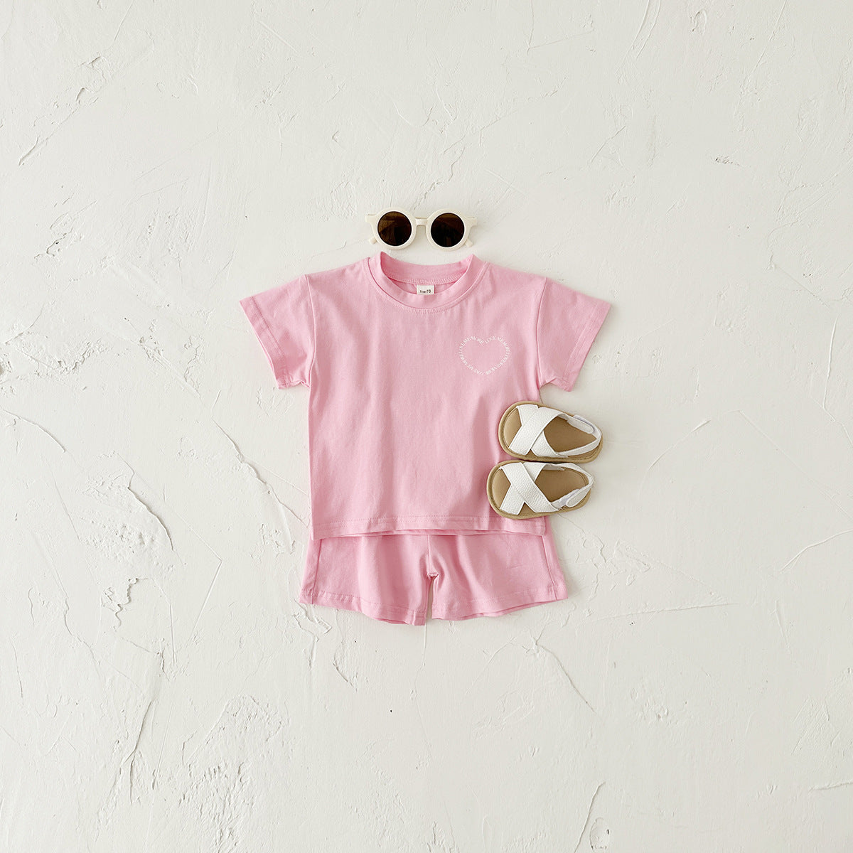 Baby & Toddler Heart Print Short Sleeve Two-piece Set