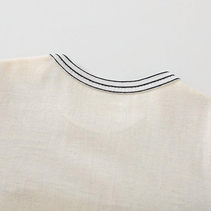 Bear Print Baby Short Sleeve Rompers