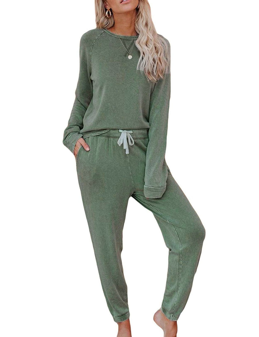 Home Long-sleeved & Sweatpants Ladies Two-piece Set