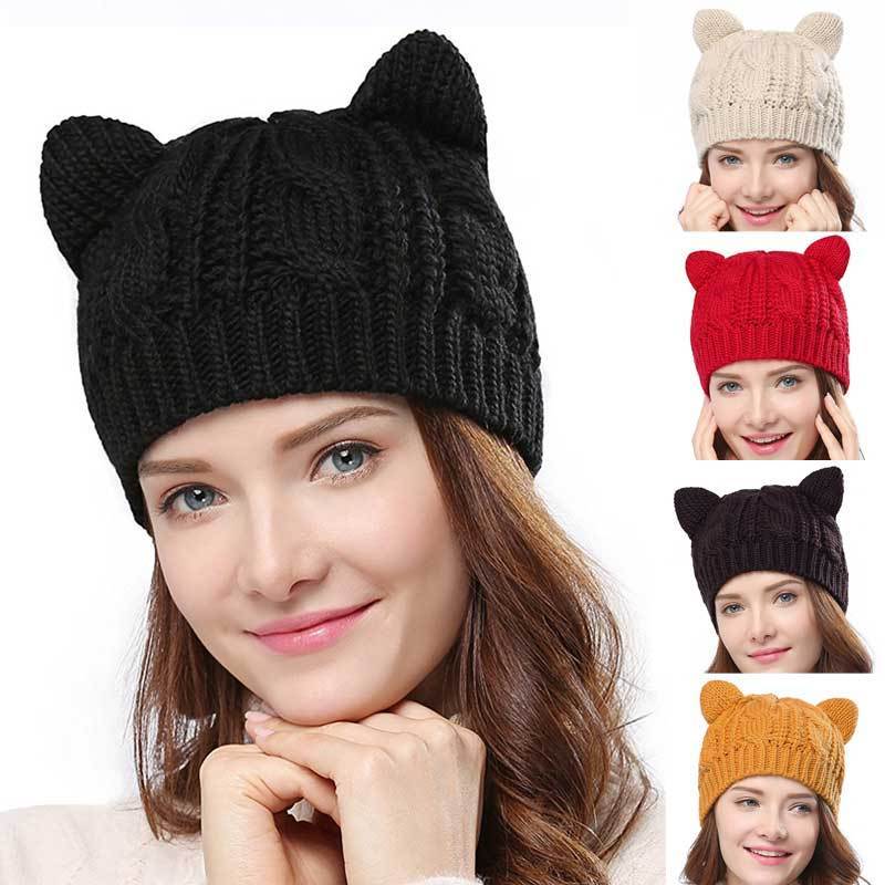 Hand Made Cute Knitted Cat Ear Beanie