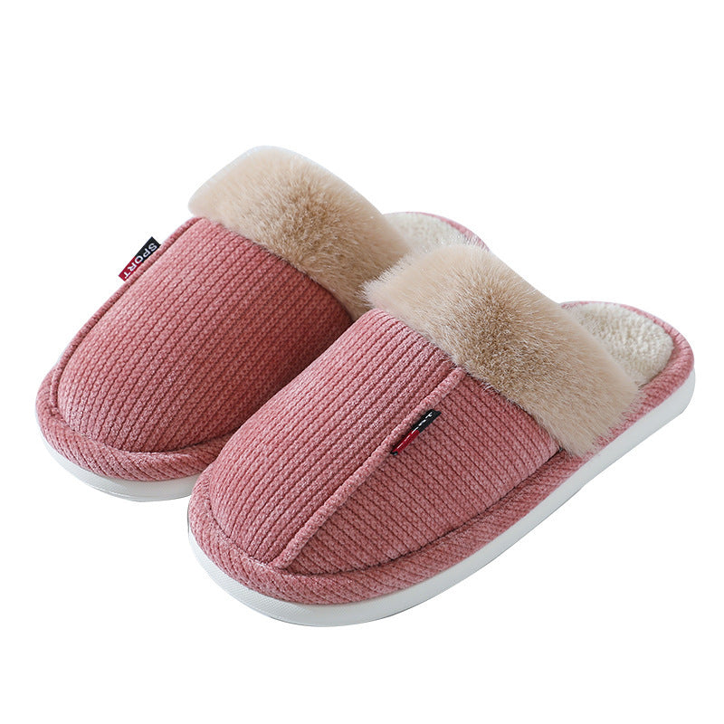 Fur Lined Non-slip Thermal Cotton Slippers