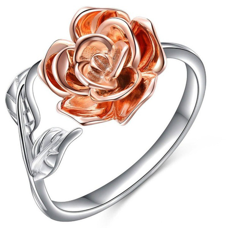 Rose Adjustable Silver Ring