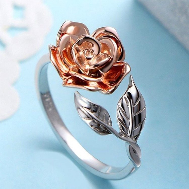 Rose Adjustable Silver Ring