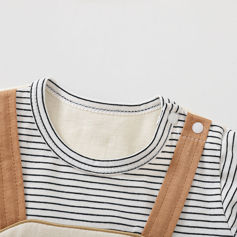 Bear Print Baby Short Sleeve Rompers