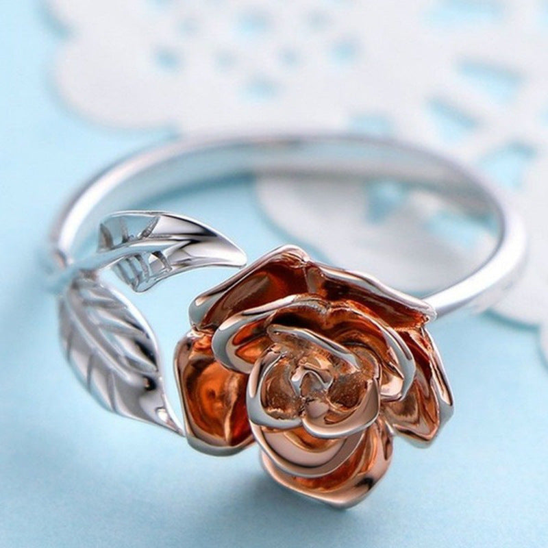 Rose Adjustable Silver Ring