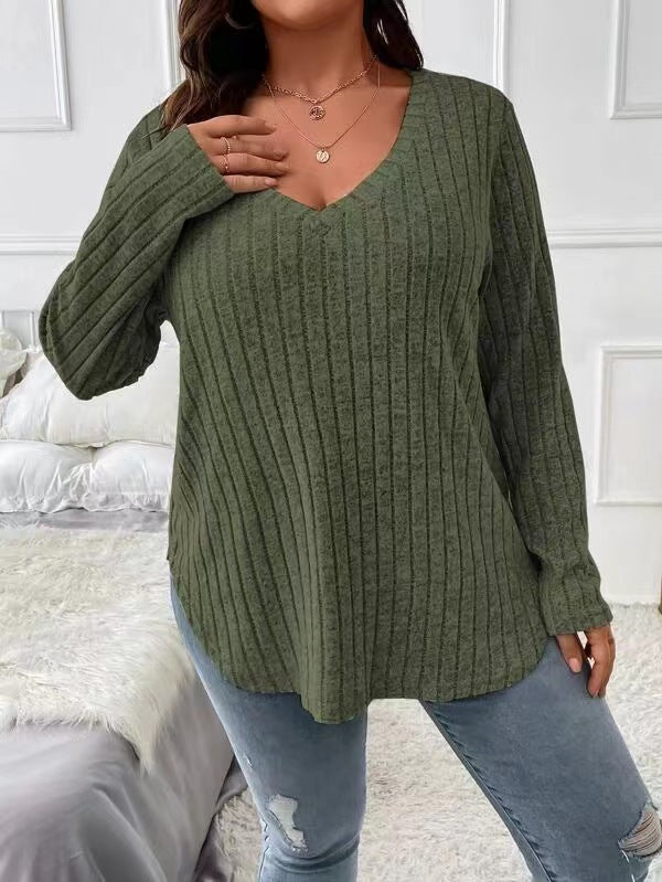 V-neck Long-sleeved Sweater For Women