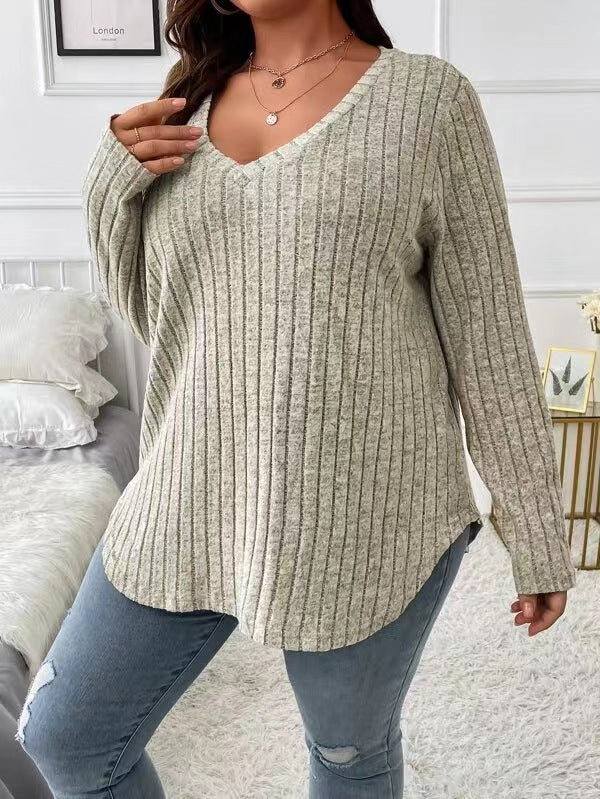 V-neck Long-sleeved Sweater For Women