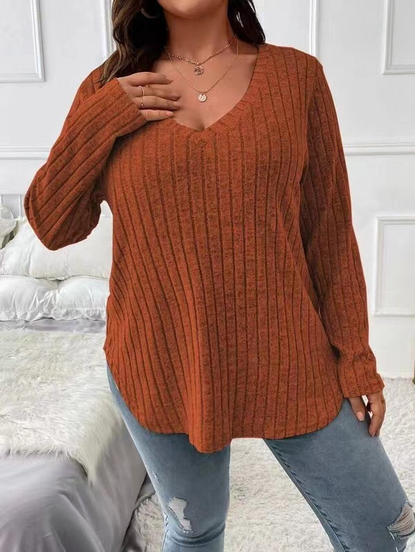 V-neck Long-sleeved Sweater For Women