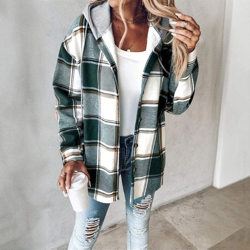 Women's Plaid Drawstring Hoodie
