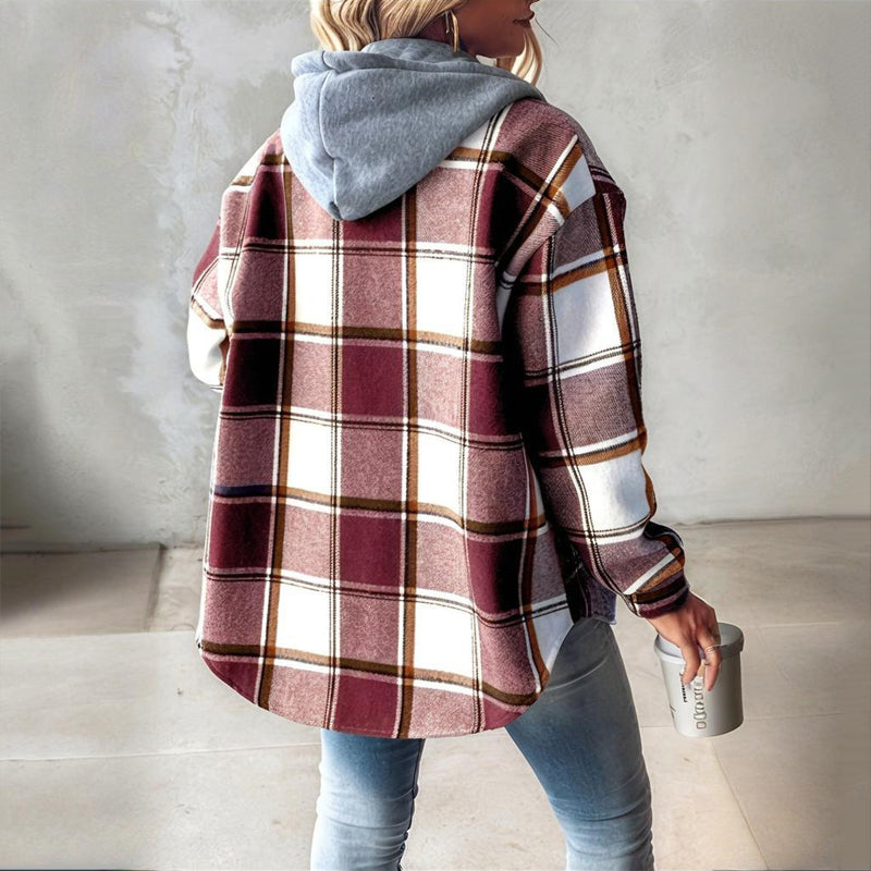 Women's Plaid Drawstring Hoodie