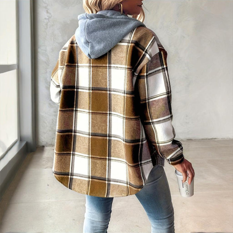 Women's Plaid Drawstring Hoodie