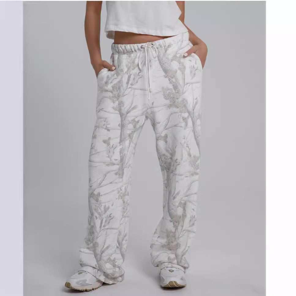 Two Piece Set Women Camouflage Hoodie Maple Leaf Print Sweatshirt & Pants