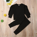 Unisex Ruffles Jumper Solid Long Sleeve Sweatshirt 2Pc Outfit