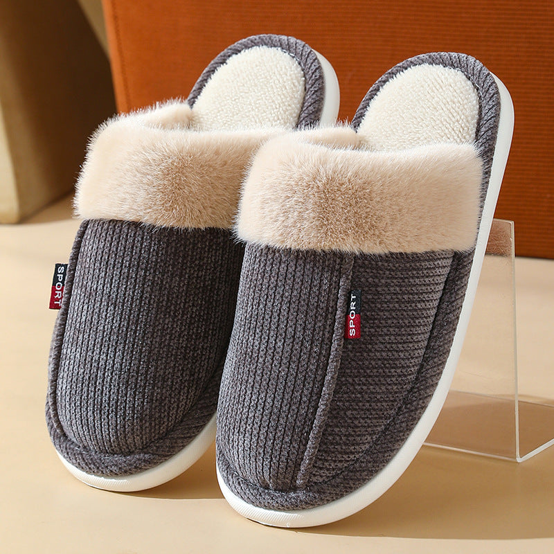 Fur Lined Non-slip Thermal Cotton Slippers