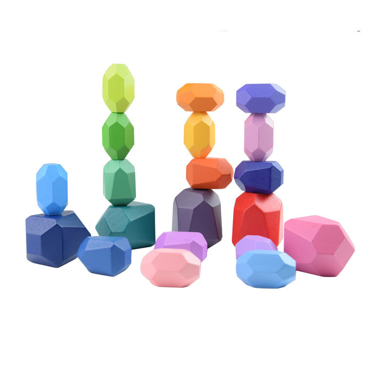 Wooden Colored Stones Jenga Children's Educational Toys Ornaments
