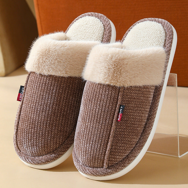 Fur Lined Non-slip Thermal Cotton Slippers