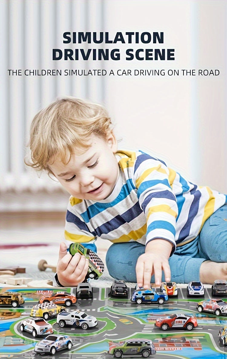 50-piece Metal Toy Car Set With Storage Box And Foldable Play Mat