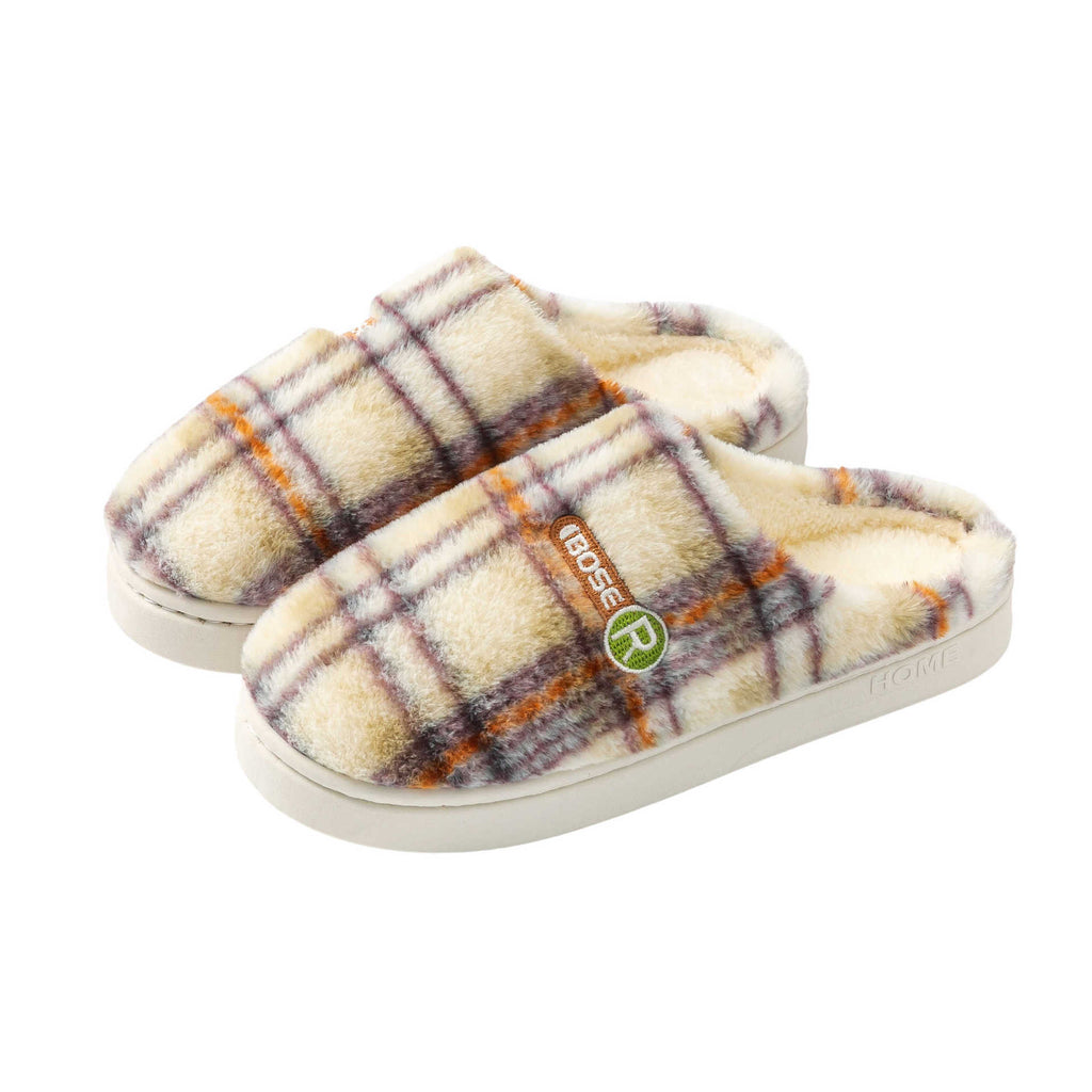 Plush Non-slip Plaid Slippers
