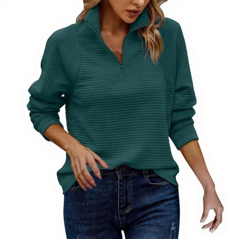 Quarter Zip Solid Color Waffle Hoodie