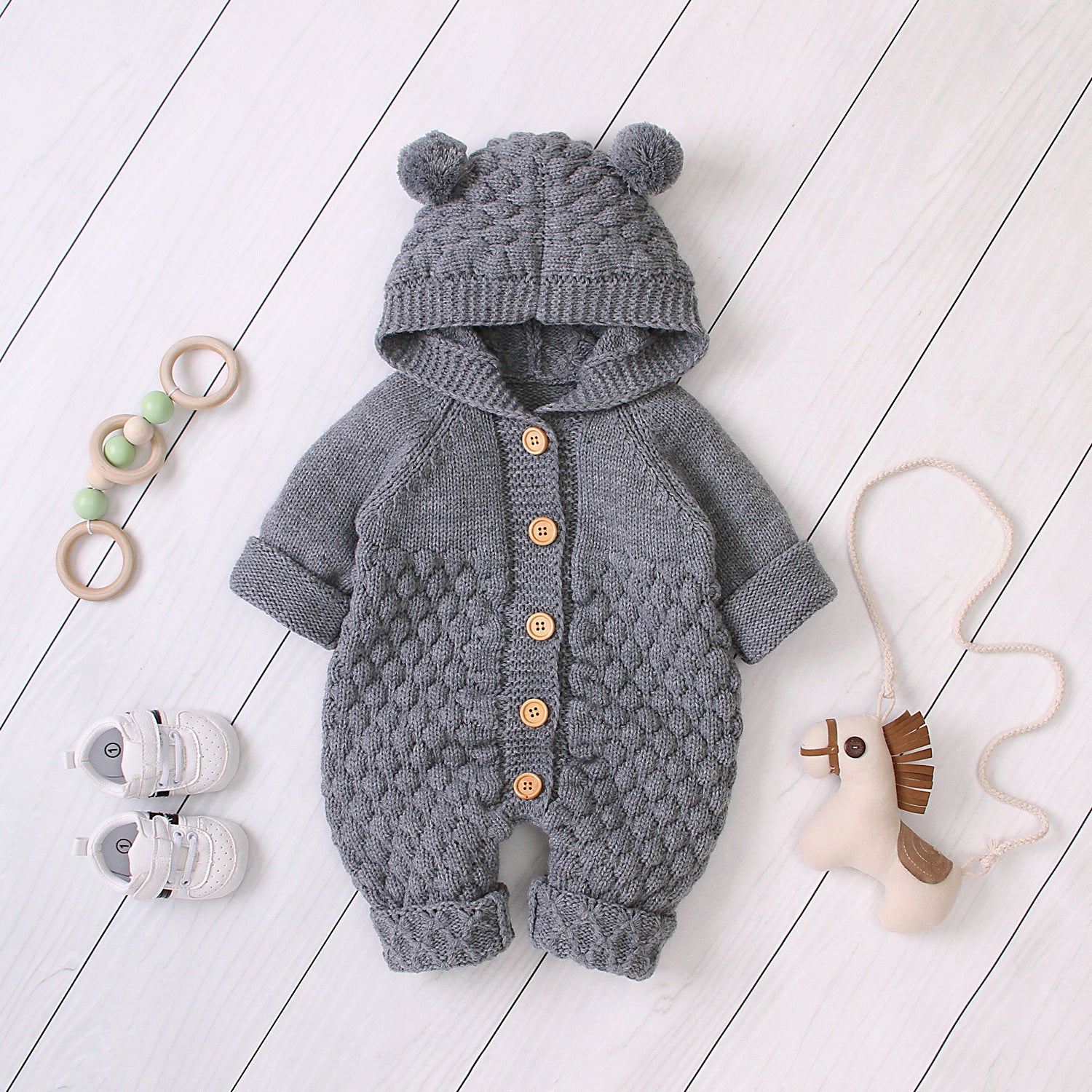 Infant & Child Hooded knitted jumpsuit