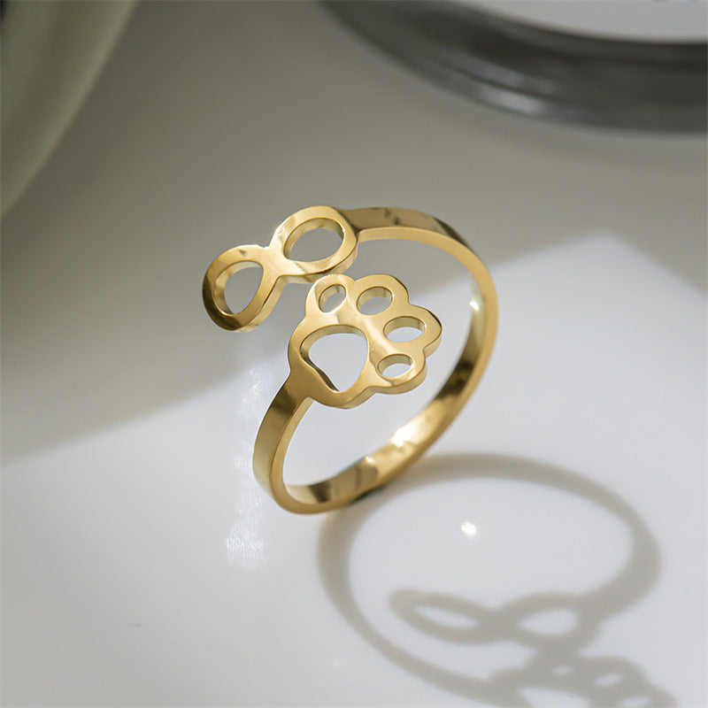Simple 8-word Dog's Paw Open Tail Ring Women