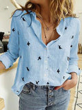 Women's Lapel Long Sleeve Shirt Fashion Solid Color Button Top