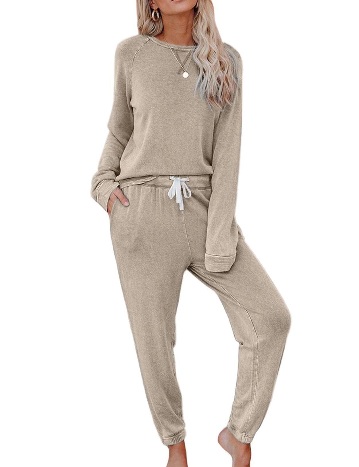 Home Long-sleeved & Sweatpants Ladies Two-piece Set