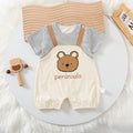 Bear Print Baby Short Sleeve Rompers