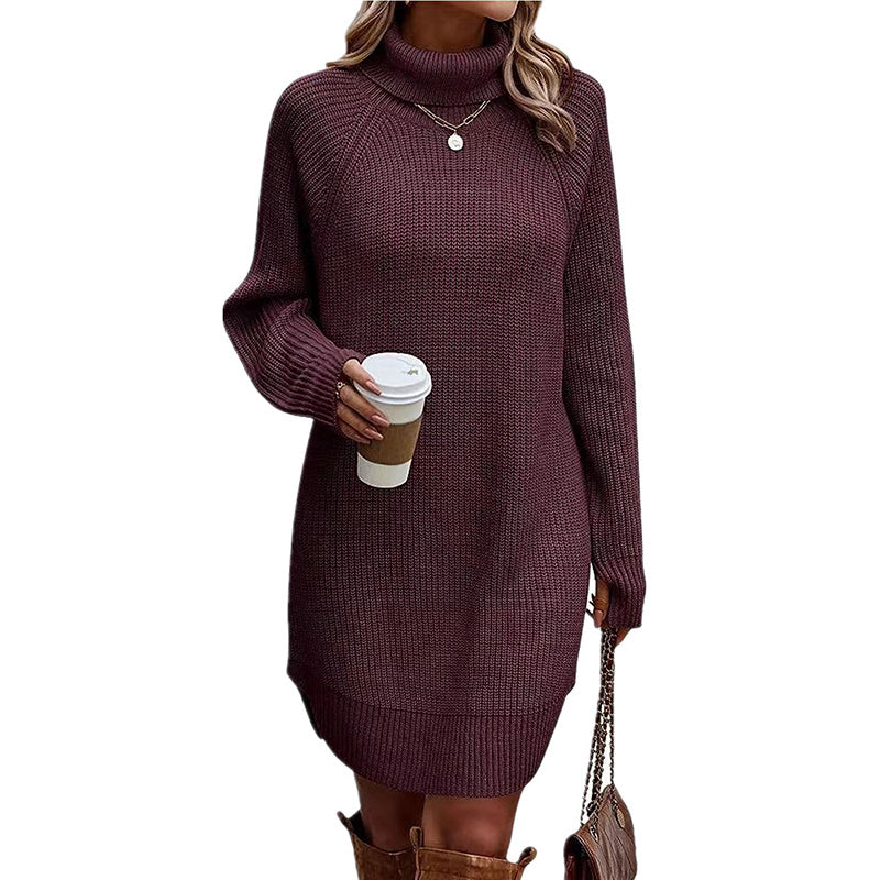 Women's Turtleneck Knitted Sweater Dress
