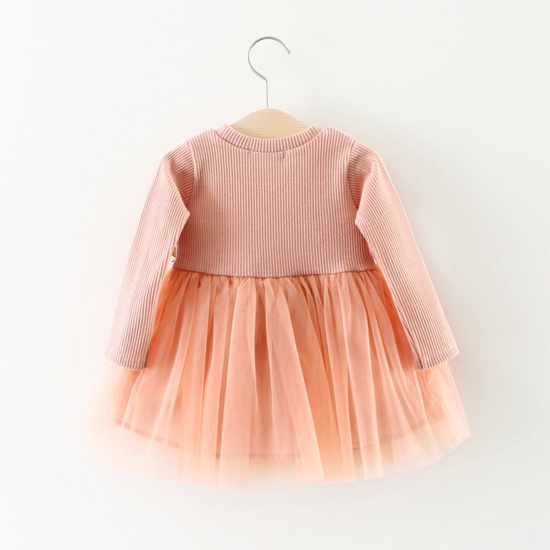Children Princess Flower waist long sleeved dress
