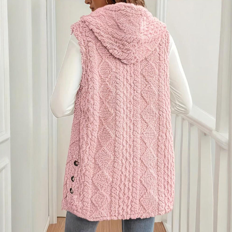 Women's Textured Sleeveless Hooded Vest