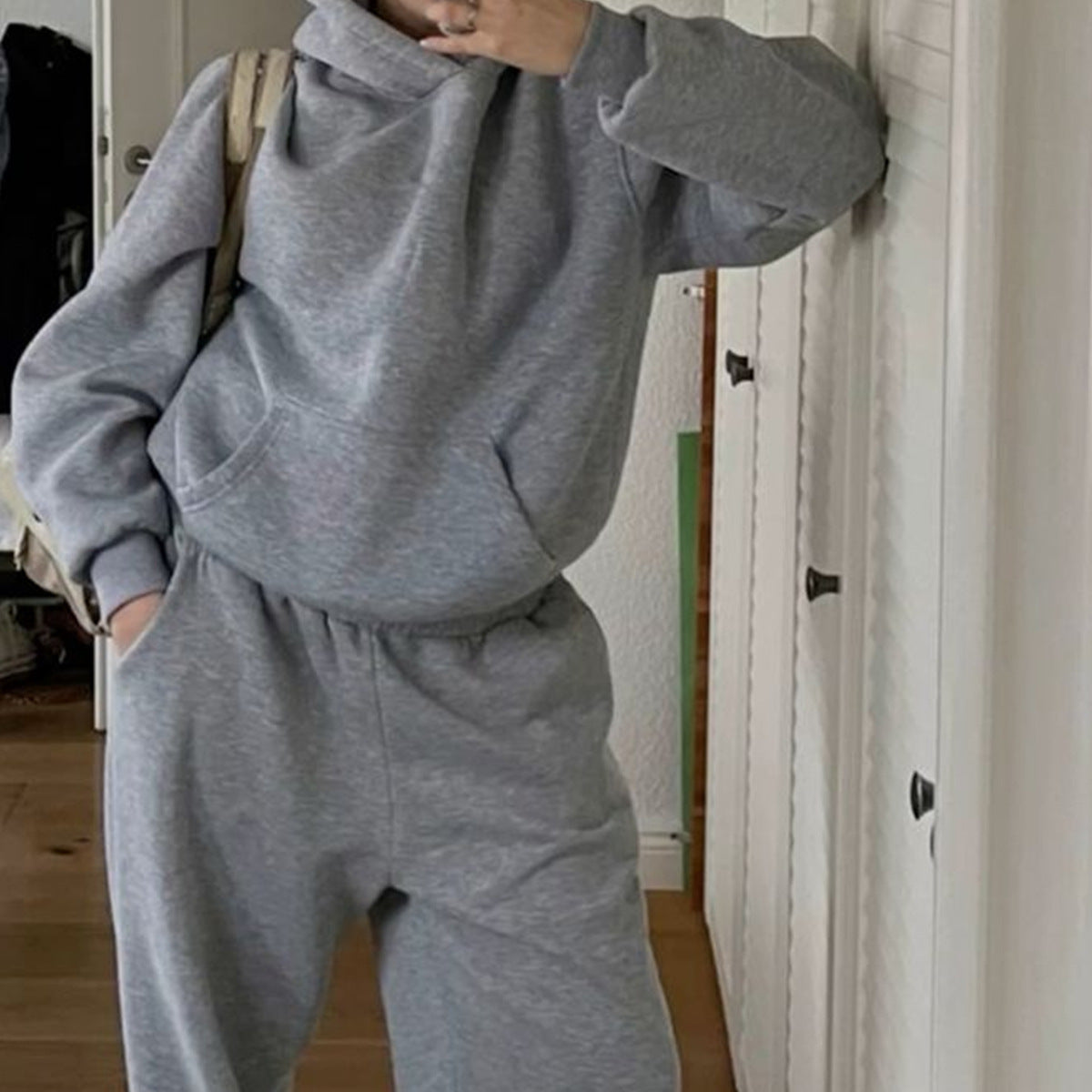 Elastic Waist Casual Straight-leg Sweatpants Home Sports Two-piece Set