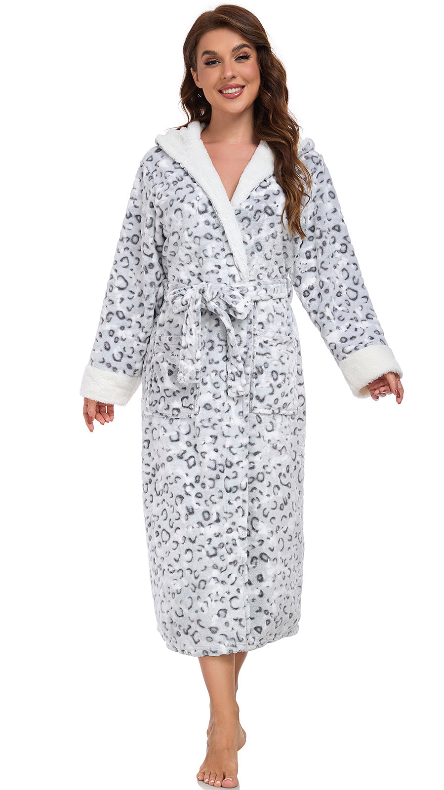 RONGTAI Ladies Long Fleece Bathrobe