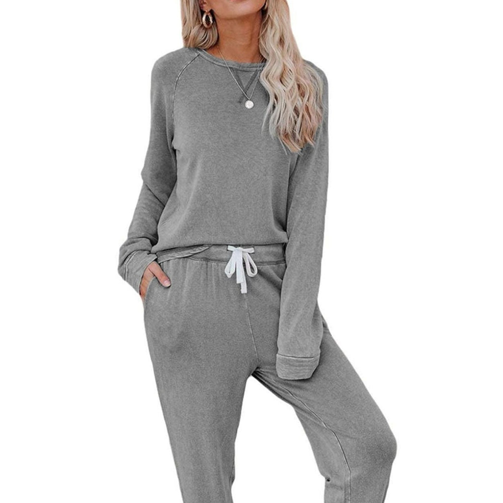 Home Long-sleeved & Sweatpants Ladies Two-piece Set
