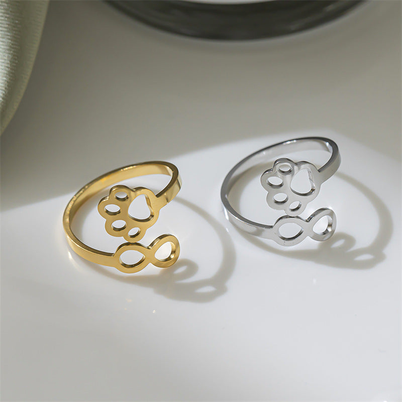 Simple 8-word Dog's Paw Open Tail Ring Women