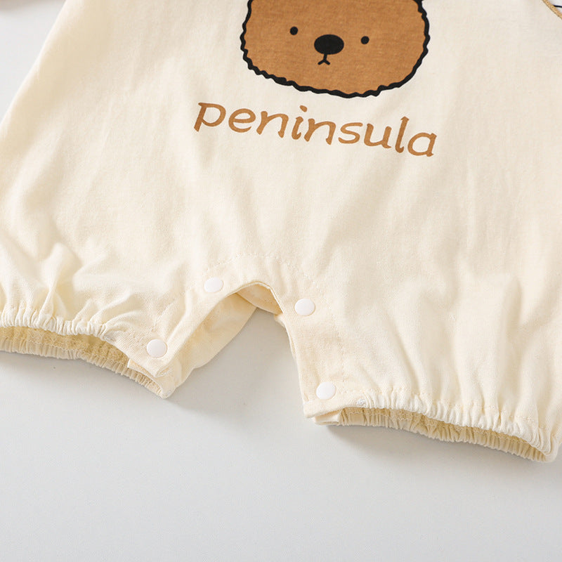 Bear Print Baby Short Sleeve Rompers