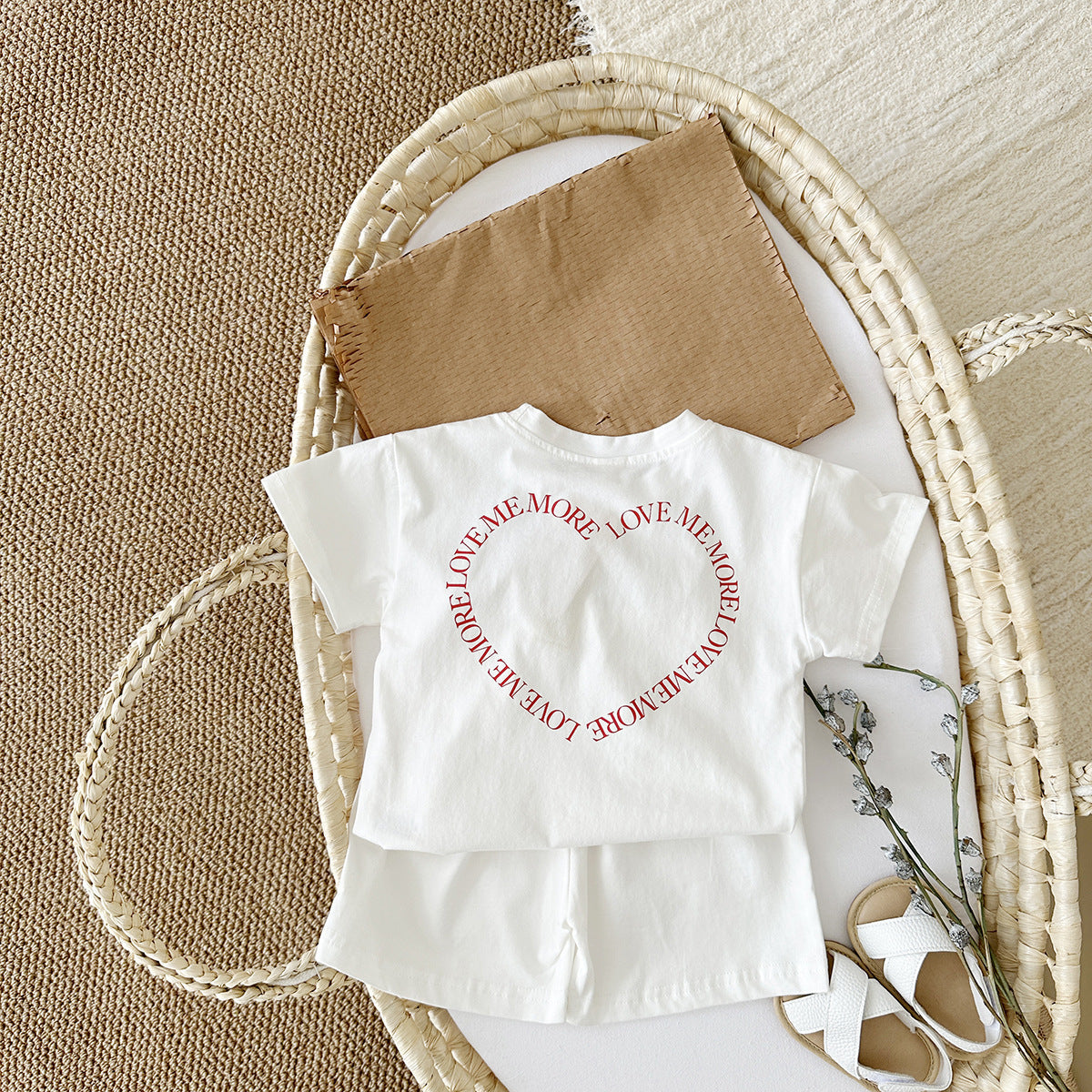 Baby & Toddler Heart Print Short Sleeve Two-piece Set