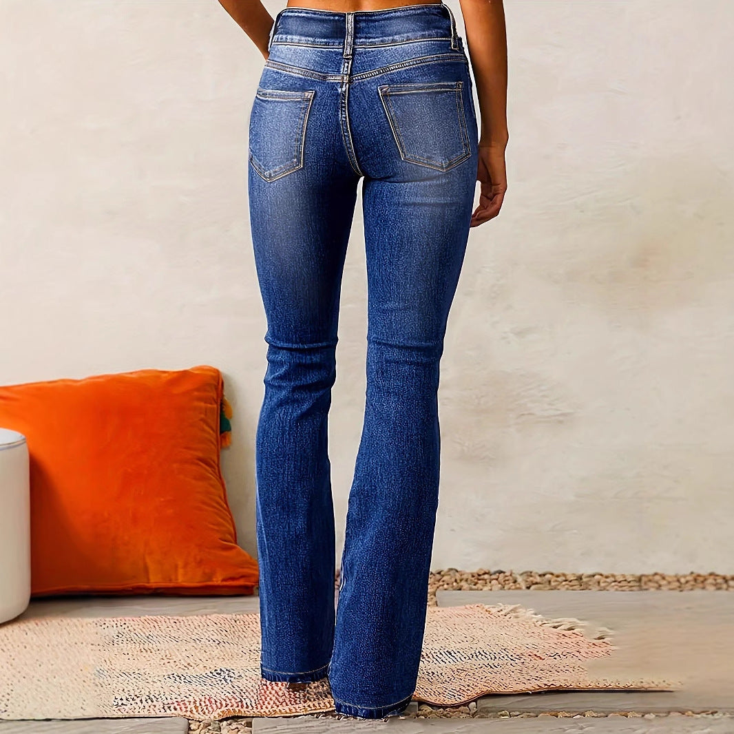Skinny Flared Jeans With Pockets
